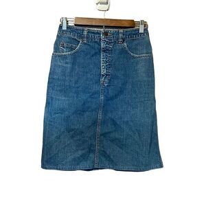 Vintage Calvin Klein Logo Stitch 5 Pocket Denim Jeans Mini‎ Skirt SZ 14 Made USA